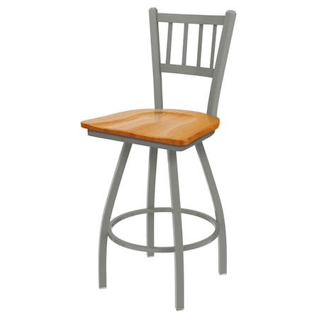 Holland Bar Stool Co 36" Swivel Bar Stool, Nickel Finish, Med Oak Seat 81036ANMedOak